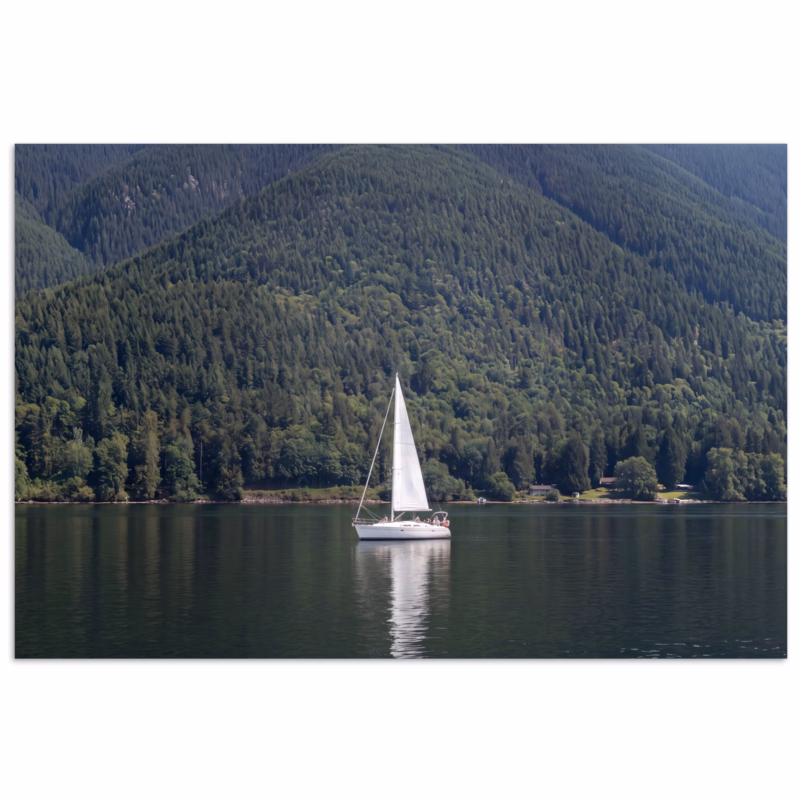 Poster - Zeilboot - Water - Bergen - Natuur - Groen — 1