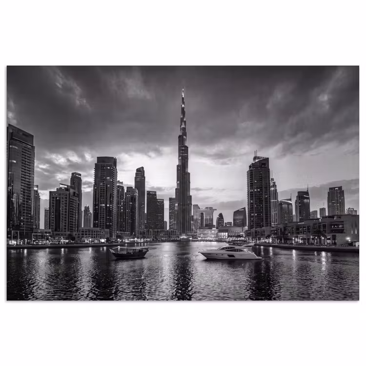 Poster - Stad - Skyline - Architectuur - Avond - Zwart-wit — 1
