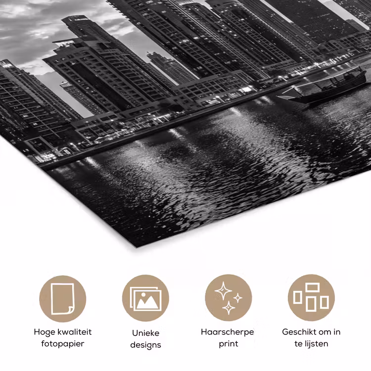 Poster - Stad - Skyline - Architectuur - Avond - Zwart-wit — 5