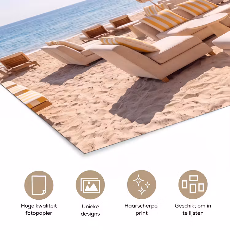 Poster - Strand - Ligbedden - Vakantie - Modern - Geel — 5