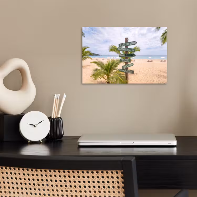 Poster - Strand - Wegwijzer - Palmen - Tropisch - Groen — 2