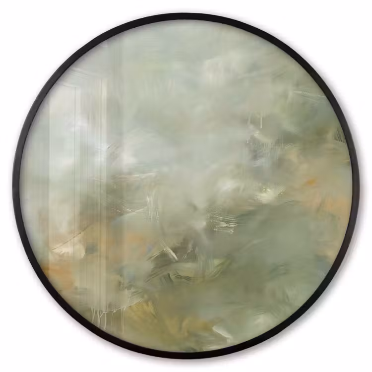 Ronde fotolijst - Abstract - Groen - Beige - Modern - Kunst — 1