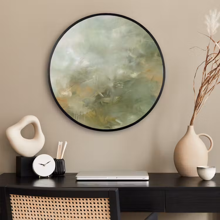 Ronde fotolijst - Abstract - Groen - Beige - Modern - Kunst — 2