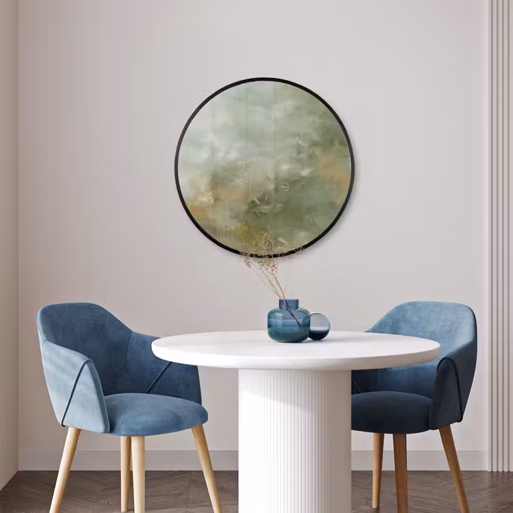 Ronde fotolijst - Abstract - Groen - Beige - Modern - Kunst — 3
