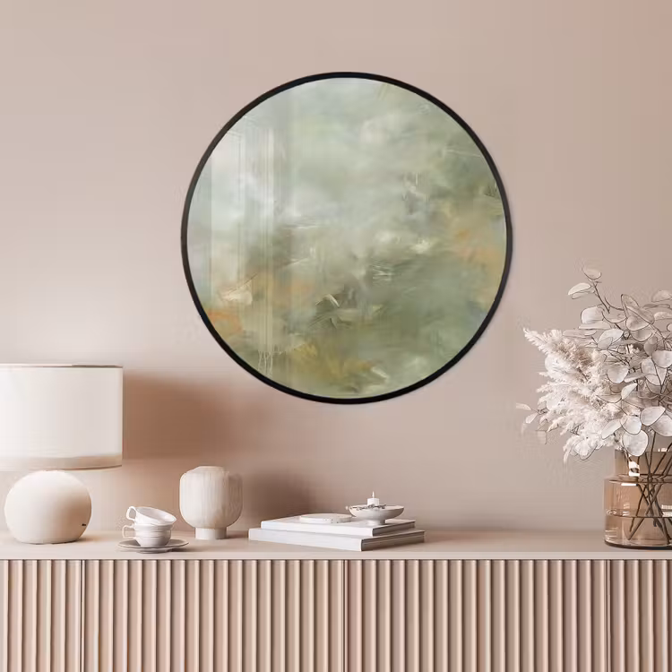 Ronde fotolijst - Abstract - Groen - Beige - Modern - Kunst — 4