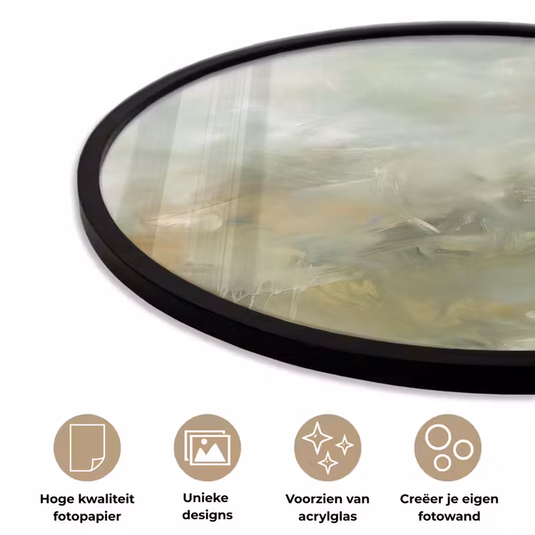 Ronde fotolijst - Abstract - Groen - Beige - Modern - Kunst — 5