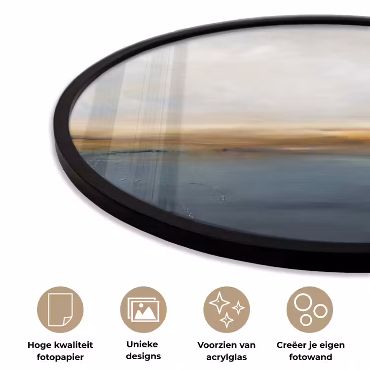 Ronde fotolijst - Abstract - Horizon - Water - Modern - Beige — 5