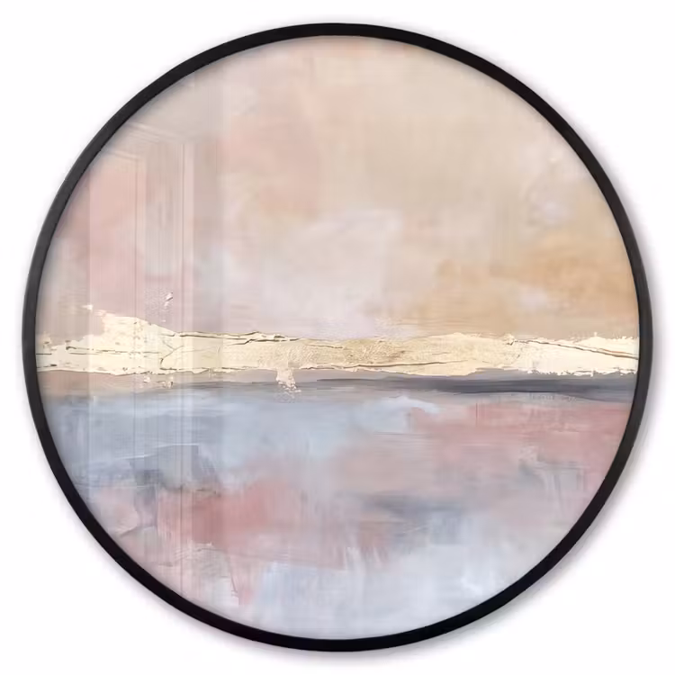 Ronde fotolijst - Abstract - Horizontaal - Kunst - Roze - Goud — 1
