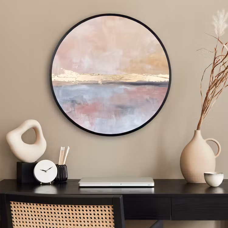 Ronde fotolijst - Abstract - Horizontaal - Kunst - Roze - Goud — 2