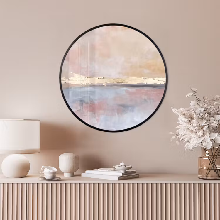 Ronde fotolijst - Abstract - Horizontaal - Kunst - Roze - Goud — 4