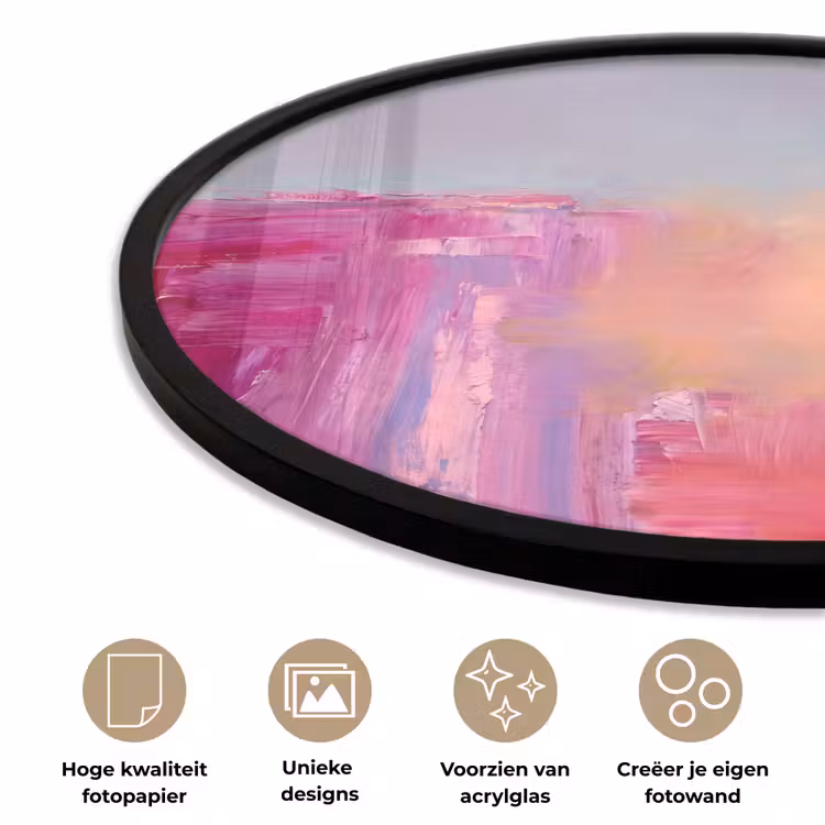 Ronde fotolijst - Abstract - Kleuren - Modern - Roze — 5