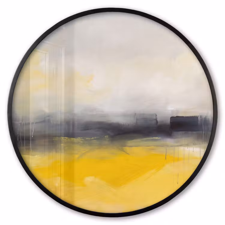 Ronde fotolijst - Abstract - Landschap - Modern - Geel — 1