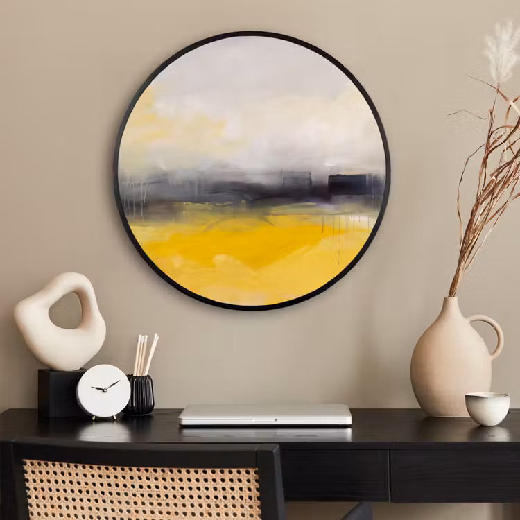 Ronde fotolijst - Abstract - Landschap - Modern - Geel — 2