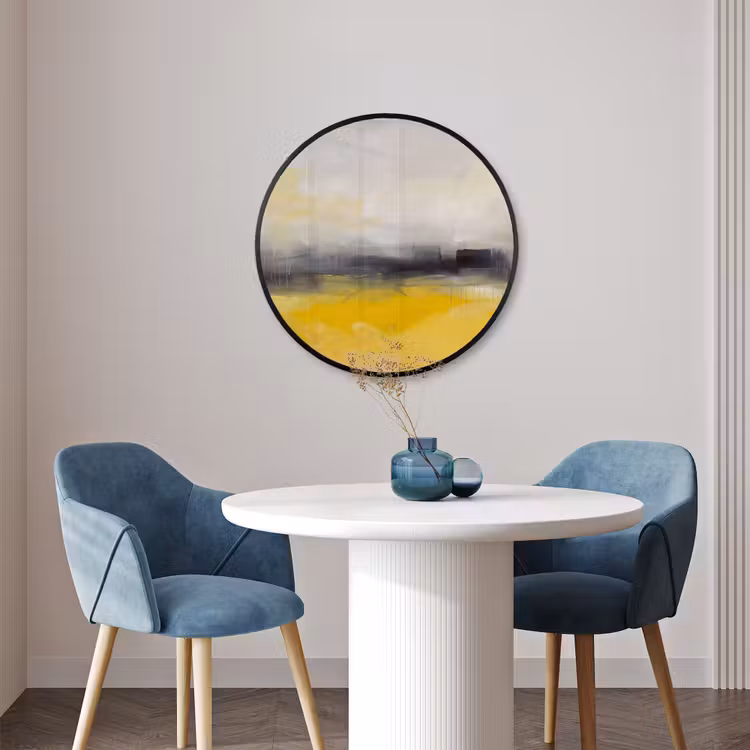 Ronde fotolijst - Abstract - Landschap - Modern - Geel — 3