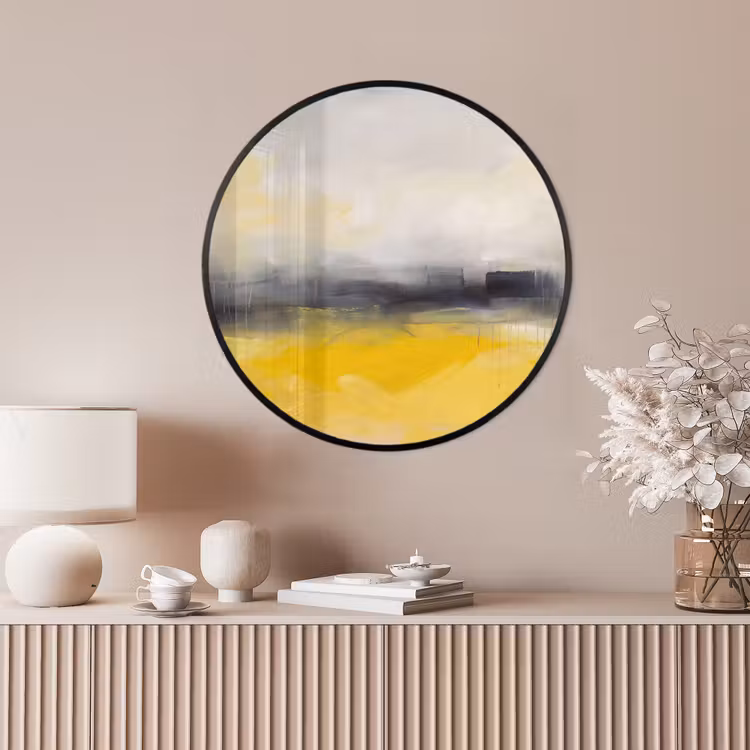 Ronde fotolijst - Abstract - Landschap - Modern - Geel — 4