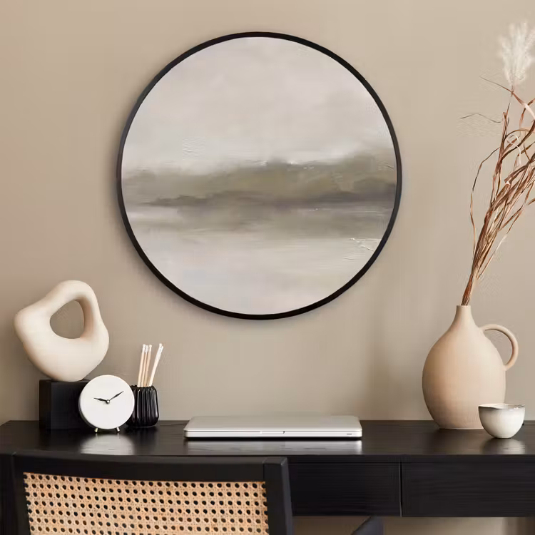 Ronde fotolijst - Abstract - Landschap - Nevel - Modern - Grijs — 2
