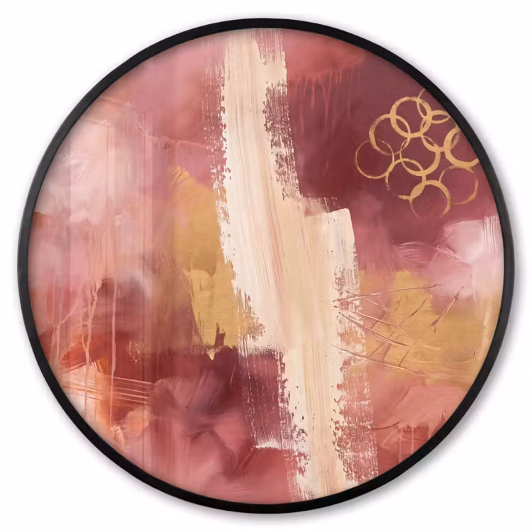 Ronde fotolijst - Abstract - Rood - Goud - Modern - Kunst — 1