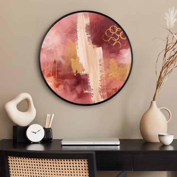 Ronde fotolijst - Abstract - Rood - Goud - Modern - Kunst — 2