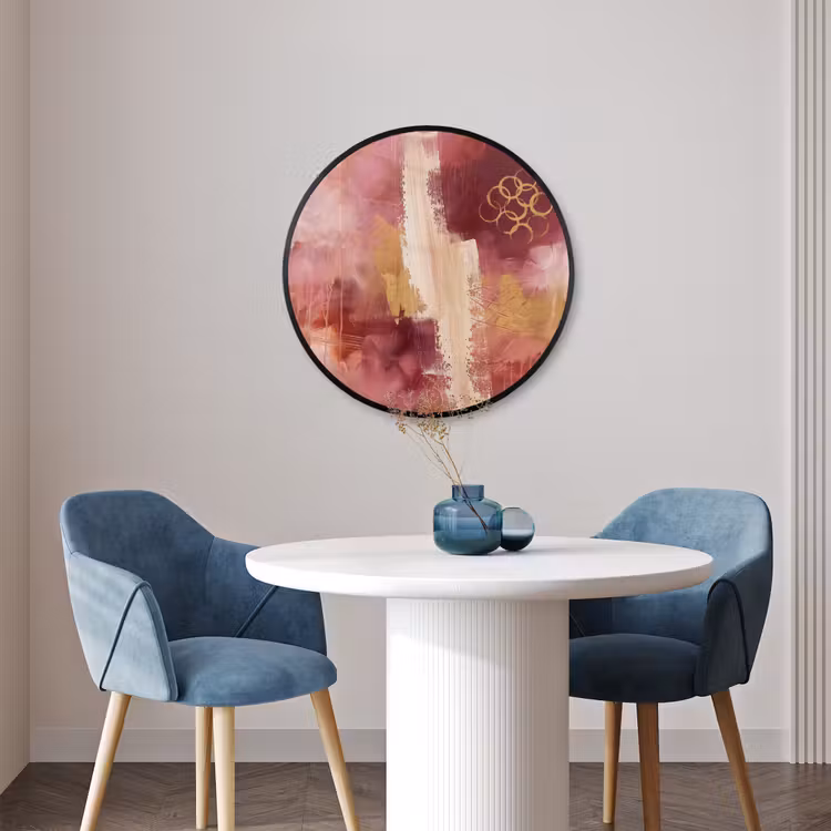 Ronde fotolijst - Abstract - Rood - Goud - Modern - Kunst — 3