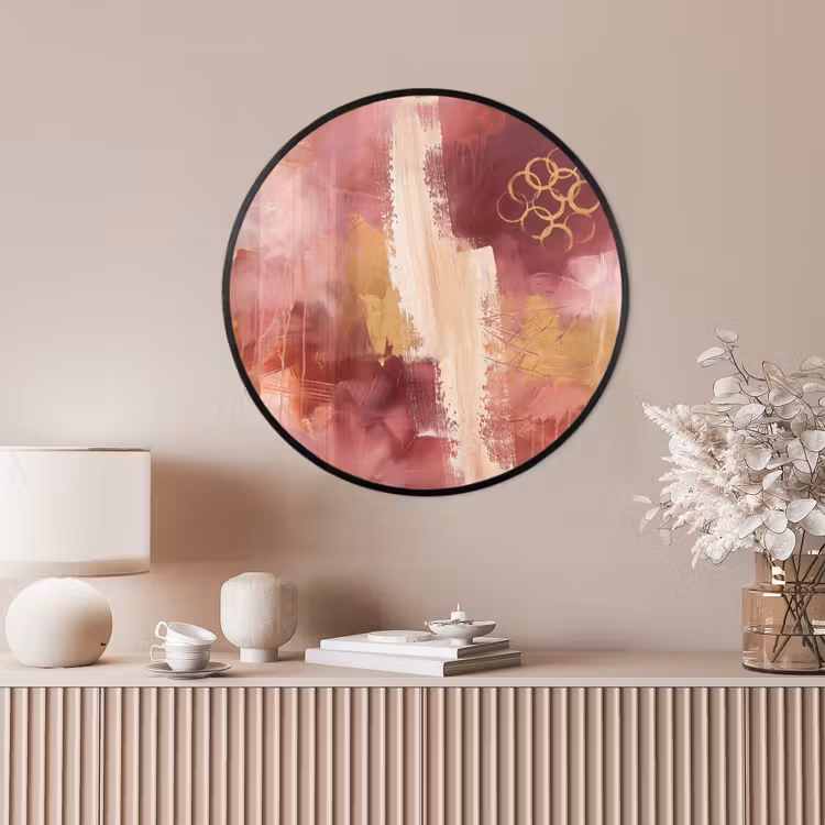 Ronde fotolijst - Abstract - Rood - Goud - Modern - Kunst — 4