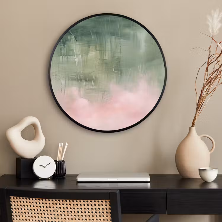 Ronde fotolijst - Kunst - Abstract - Modern - Groen - Roze — 2
