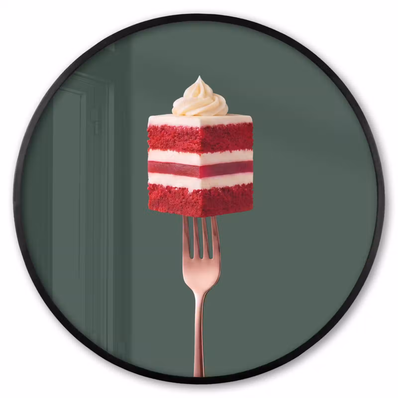Ronde fotolijst - Cake - Vork - Rood — 1