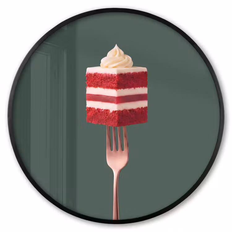 Ronde fotolijst - Cake - Vork - Rood — 1