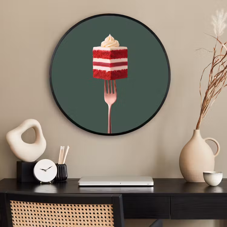 Ronde fotolijst - Cake - Vork - Rood — 2