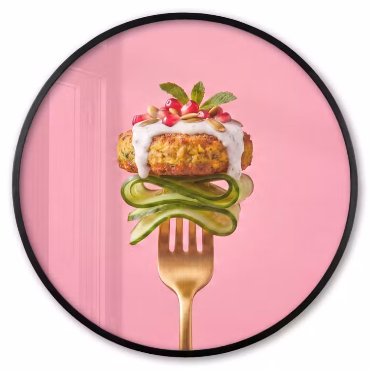Ronde fotolijst - Eten - Vork - Roze — 1