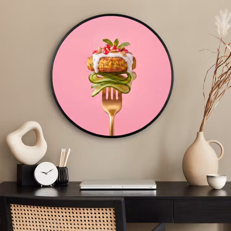 Ronde fotolijst - Eten - Vork - Roze — 2