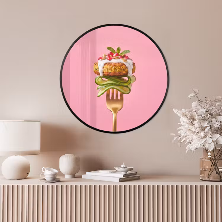 Ronde fotolijst - Eten - Vork - Roze — 4