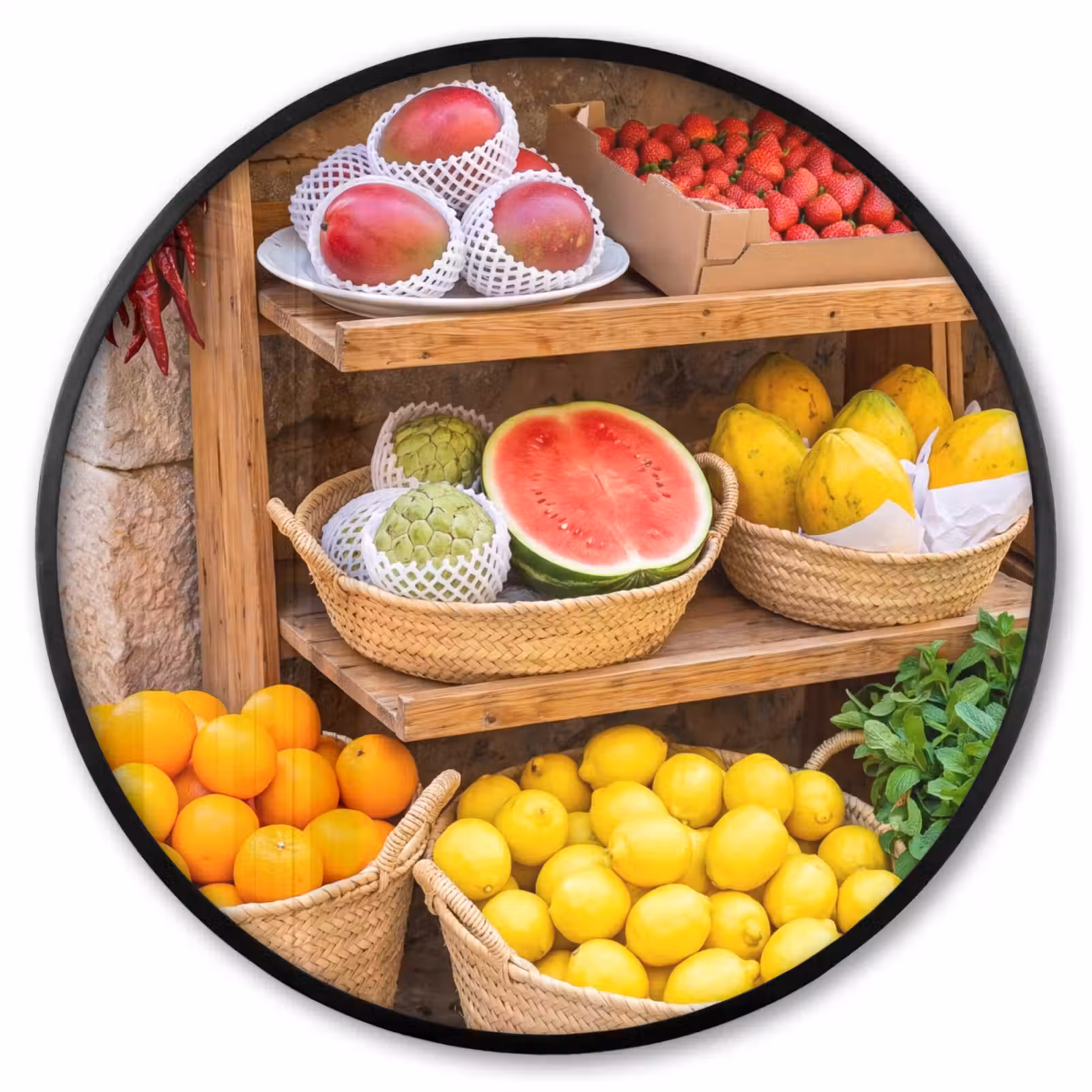 Ronde fotolijst - Fruit - Markt - Vers — 1