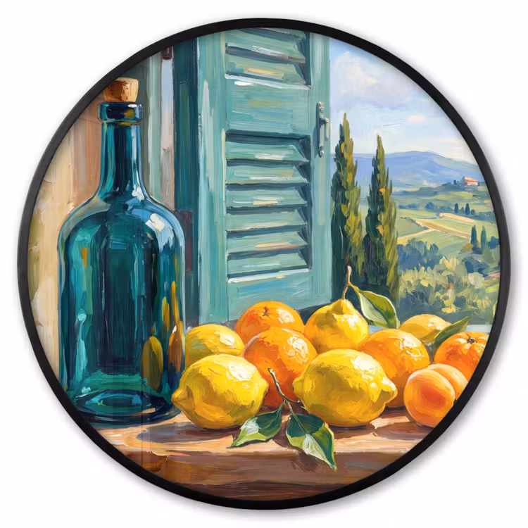 Ronde fotolijst - Fles - Fruit - Stilleven — 1