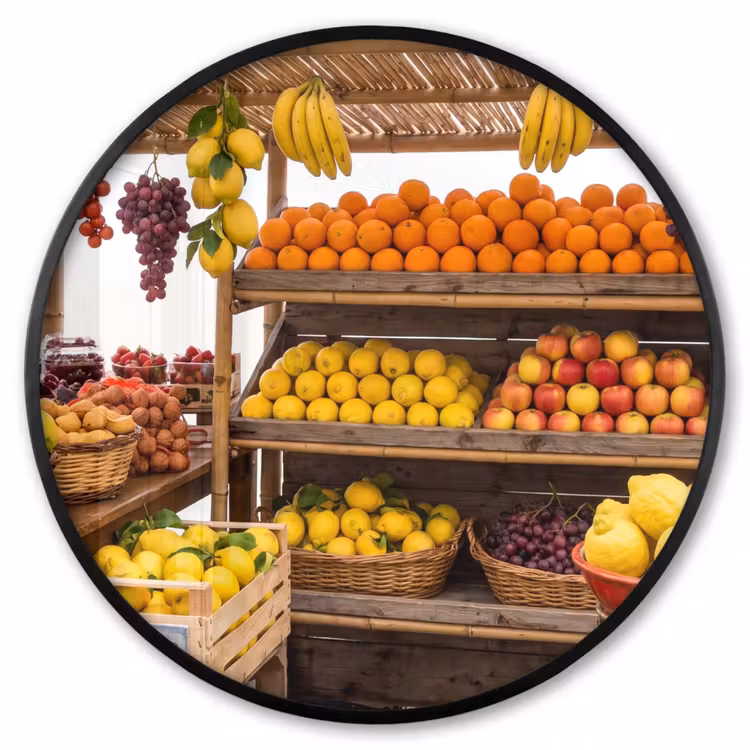 Ronde fotolijst - Marktkraam - Fruit - Vers — 1