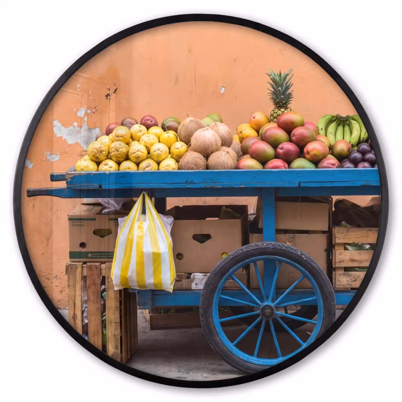 Ronde fotolijst - Fruit - Kar - Straat — 1
