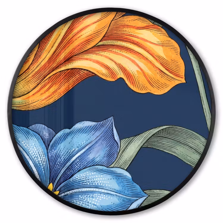 Ronde fotolijst - Bloemen - Botanisch - Patroon — 1