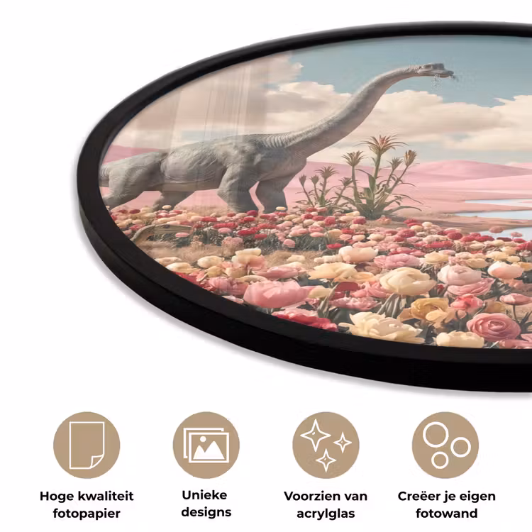 Ronde fotolijst - Dinosaurus - Roze - Landschap — 5
