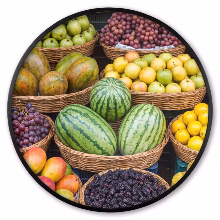 Ronde fotolijst - Fruit - Markt - Kleurrijk — 1
