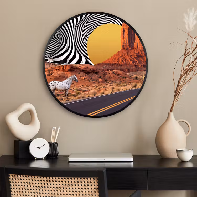 Ronde fotolijst - Paard - Woestijn - Natuur — 2