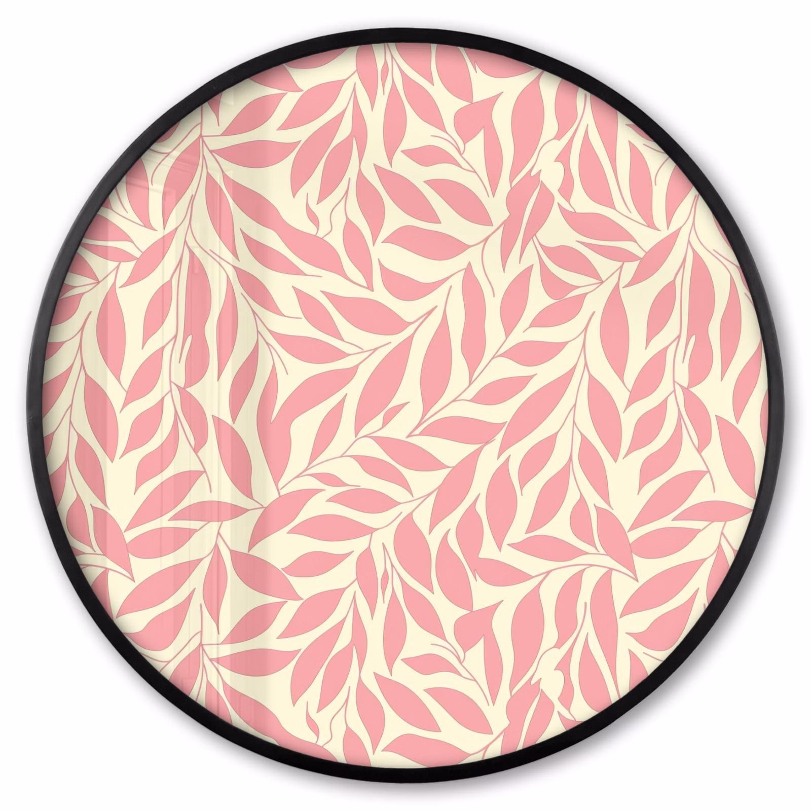 Ronde fotolijst - Roze - Bladeren - Dynamisch - Patroon — 1