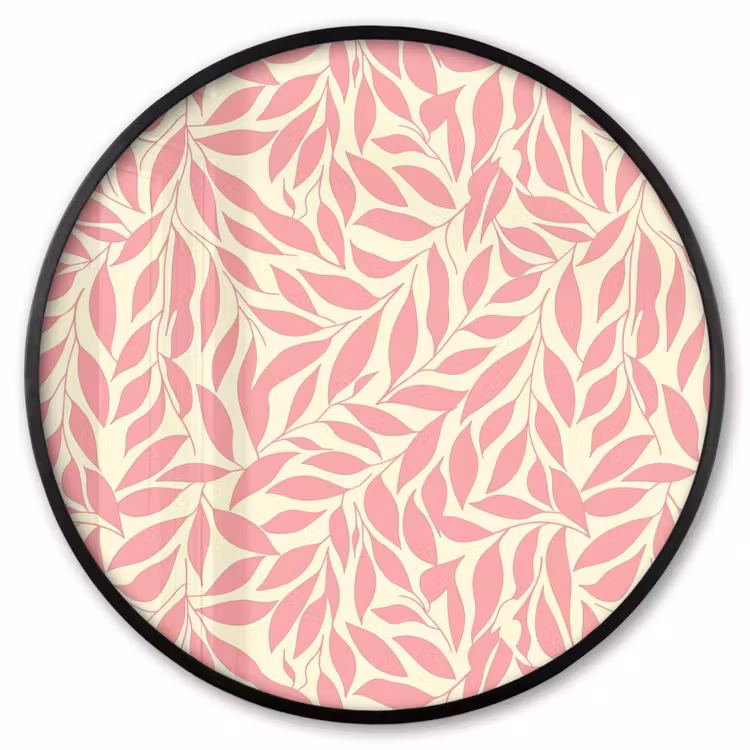 Ronde fotolijst - Roze - Bladeren - Dynamisch - Patroon — 1