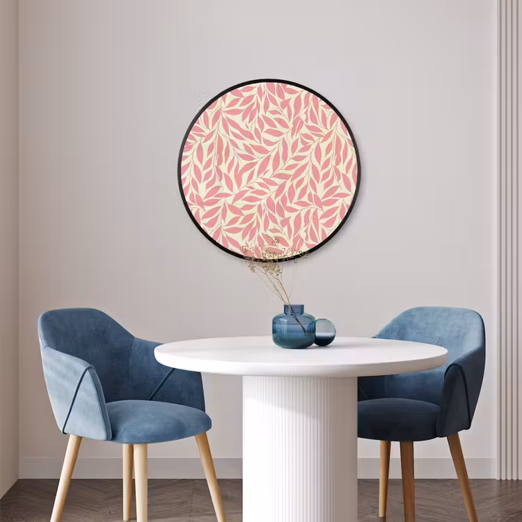 Ronde fotolijst - Roze - Bladeren - Dynamisch - Patroon — 3