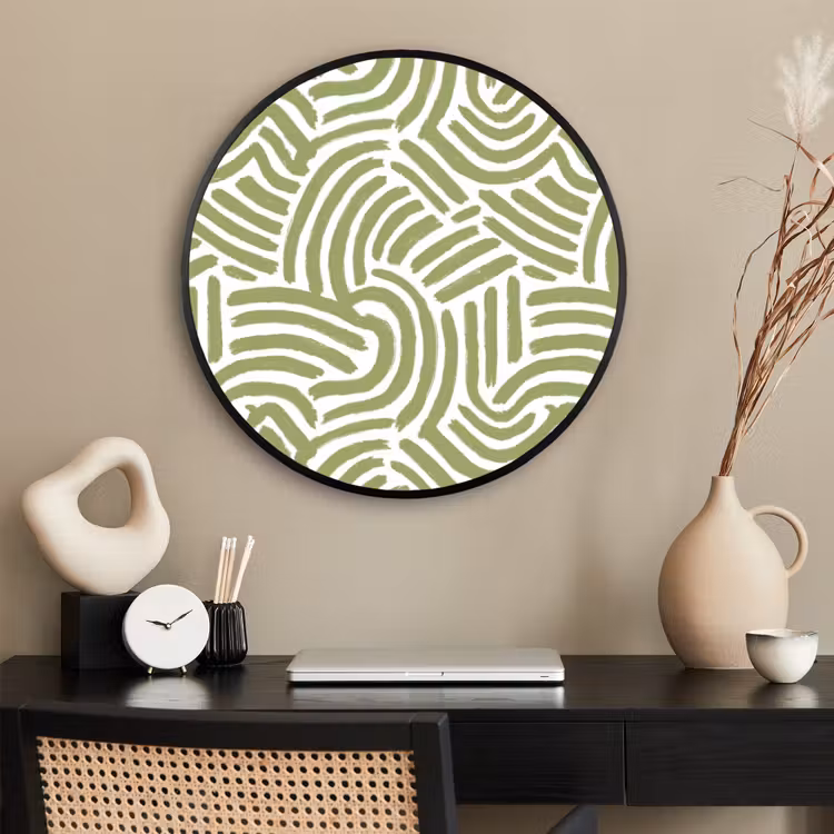 Ronde fotolijst - Saliegroen - Abstract - Bogen - Handgetekend - Patroon — 2