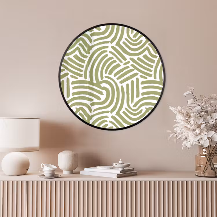 Ronde fotolijst - Saliegroen - Abstract - Bogen - Handgetekend - Patroon — 4