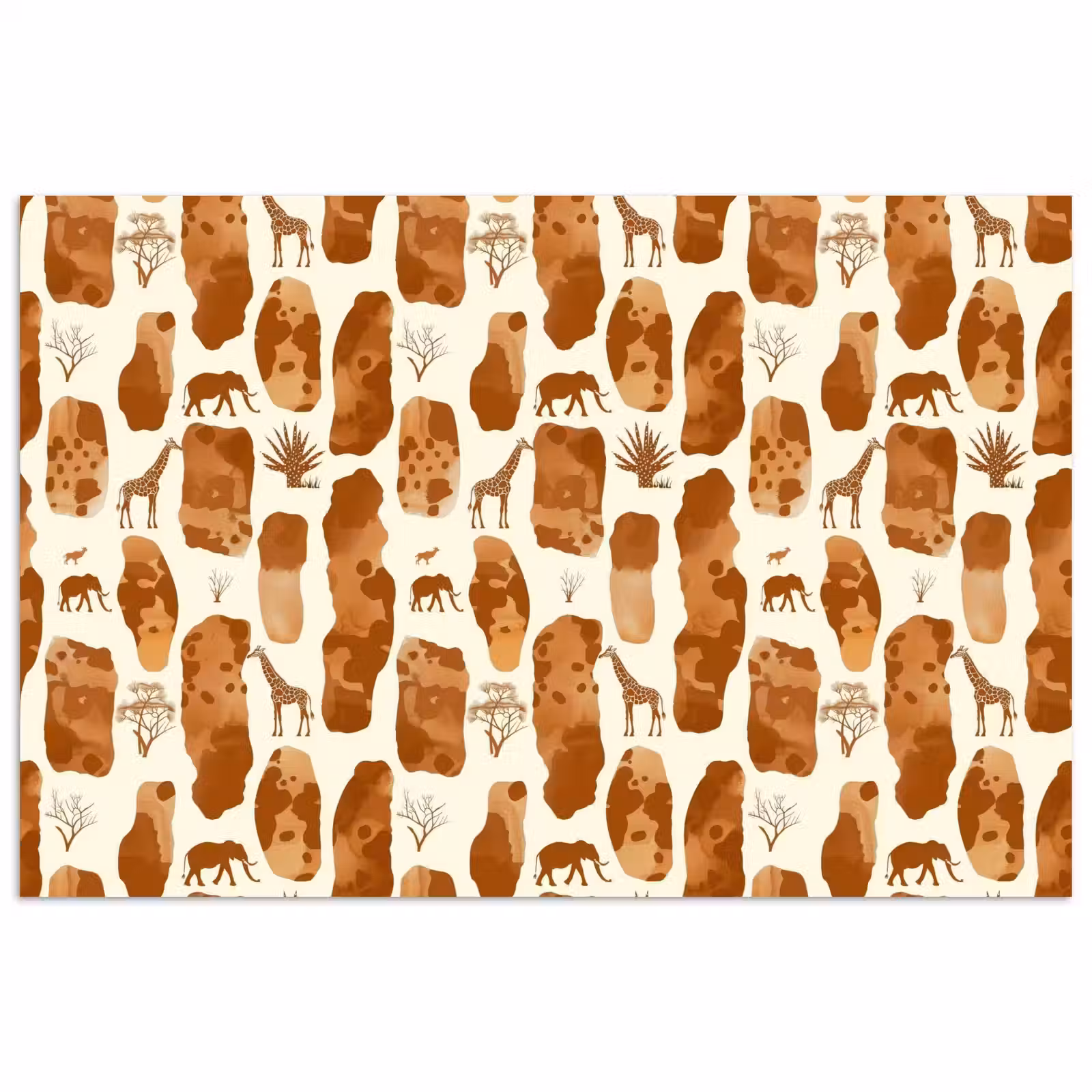 Poster - Terracotta - Safari - Dieren - Patroon — 1