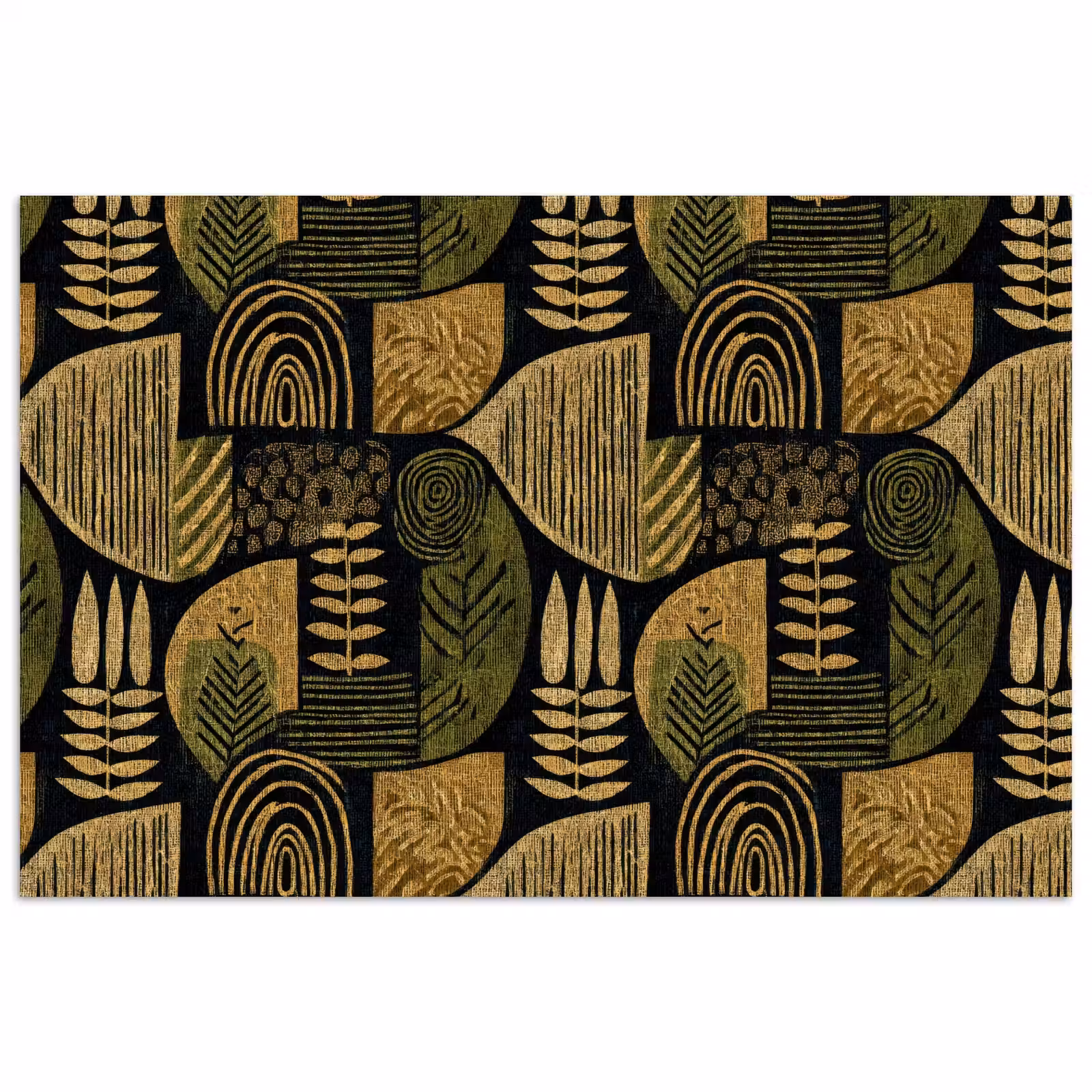 Poster - Zwart - Okergeel - Botanisch - Textuur — 1