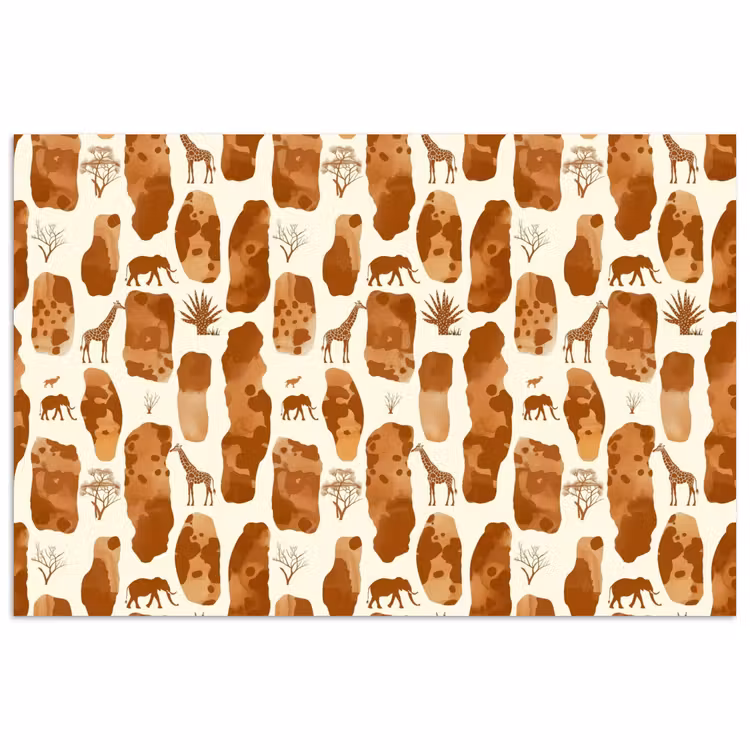 Poster - Terracotta - Safari - Dieren - Patroon — 1