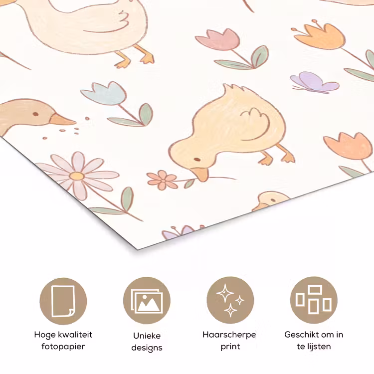 Poster - Vogel - Bloemen - Patroon - Pastel - Dieren — 5