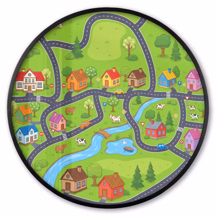 Ronde fotolijst - Dorp - Wegen - Huizen — 1