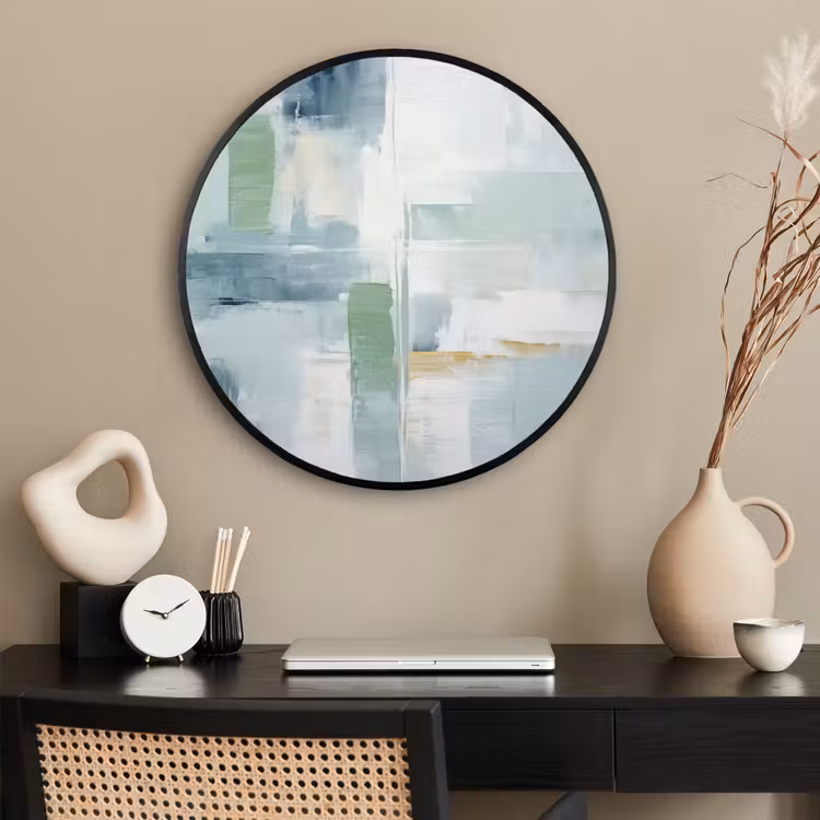 Ronde fotolijst - Verf - Moderne kunst - Abstract - Grijs — 2